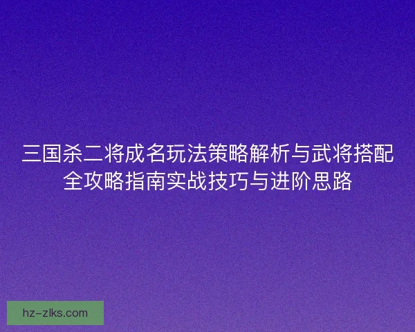 三国杀二将成名玩法策略解析与武将搭配全攻略指南实战技巧与进阶思路